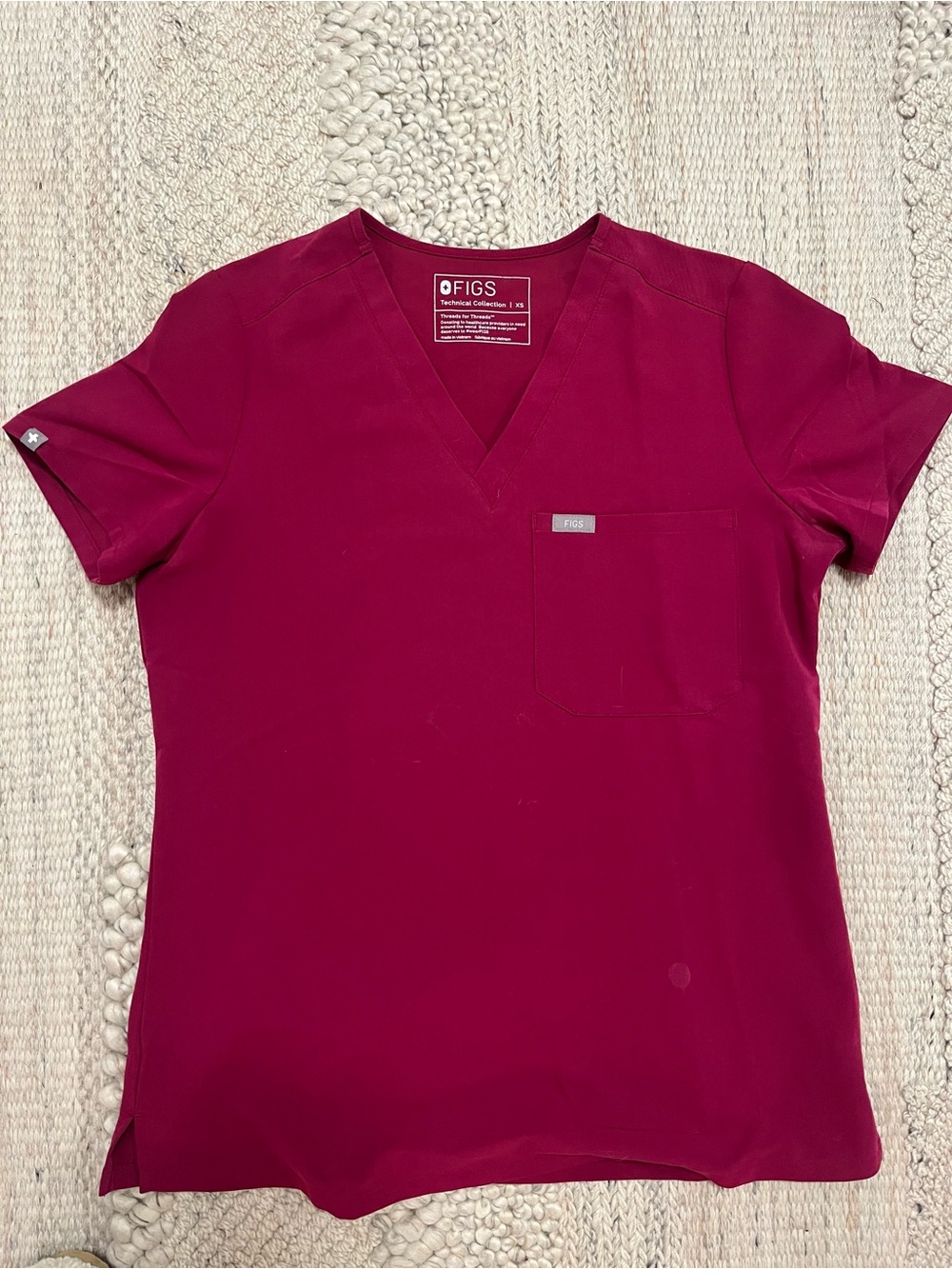 FIGS Women's V-Neck Scrub Top in Magenta Pink
